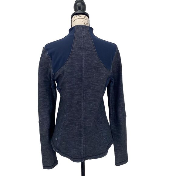 Lululemon Forme Slub Denim Limitless Blue Black Luon Zip Sweatshirt Jacket Sz 10 - Picture 4 of 8